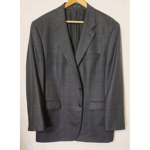 Lauren Ralph Lauren Tweed Blazer Men's 48R Gray Blue Plaid Two‎ Button Vented